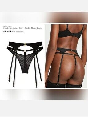 2 In 1! Victoria's secret very sexy ICON garter belt with attached thong panty